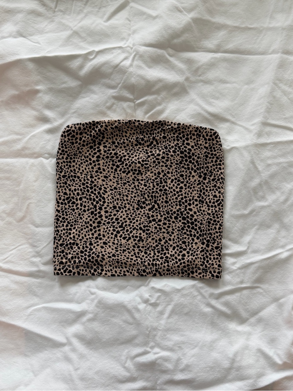 Leopard Print Strapless Bandeau Top - Taupe & Black